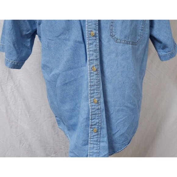 Route 66 Mens Large Blue Cotton Button Down Short Sleeve Outdoors Denim Shirt - Picture 3 of 9